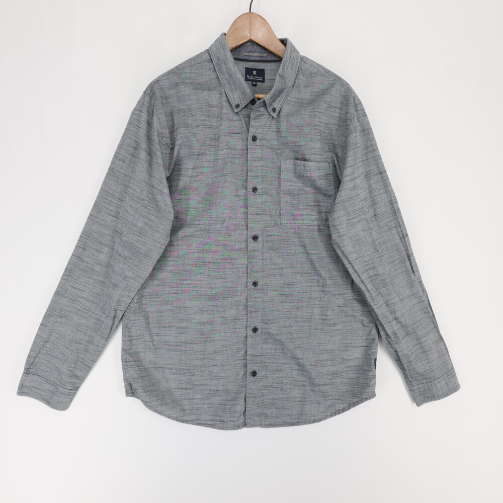 Roark Revival Shirt Mens XL Gray Heather Long Sleeve Button Down Pocket Casual